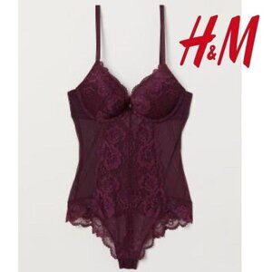 H&M Push-up Thong Bodysuit Burgundy